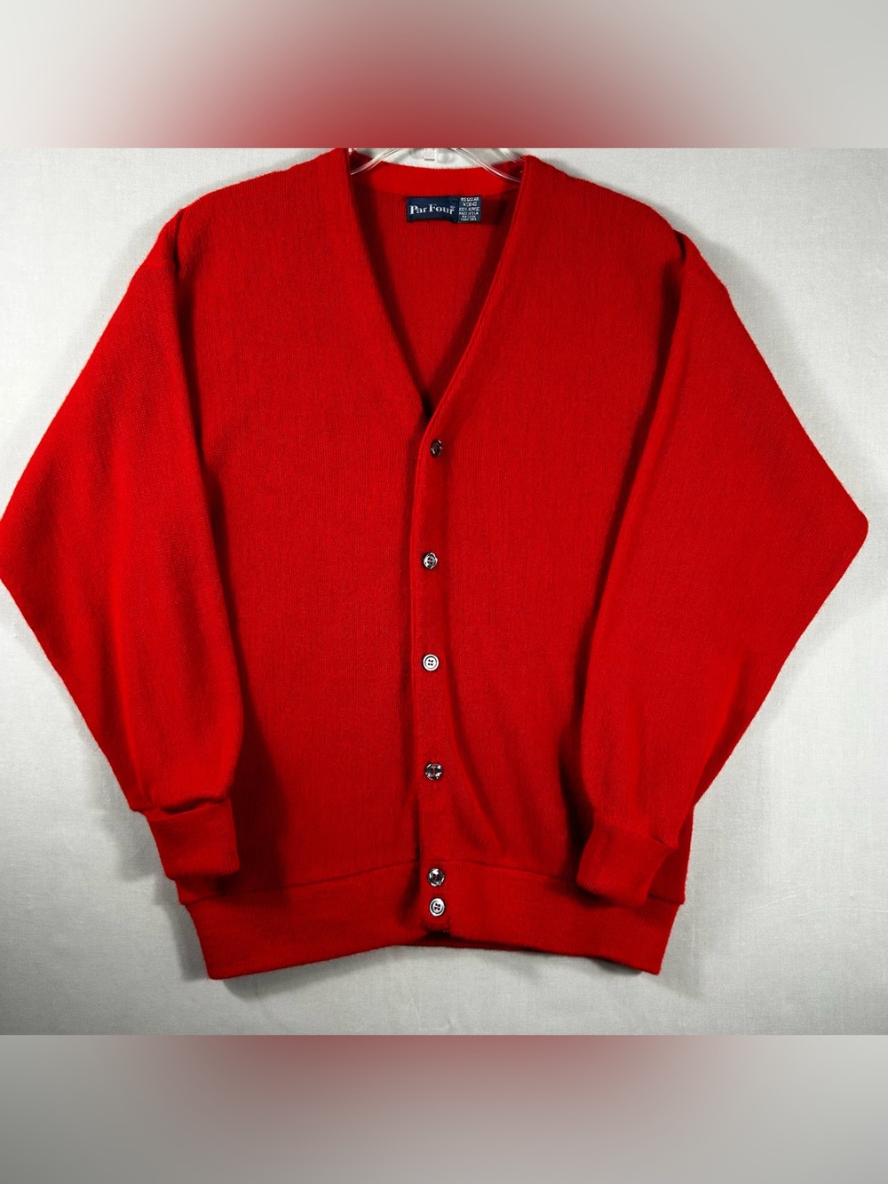 Vintage Par Four Golf Sweater Cardigan Mens Medium Red Grandpacore Grunge